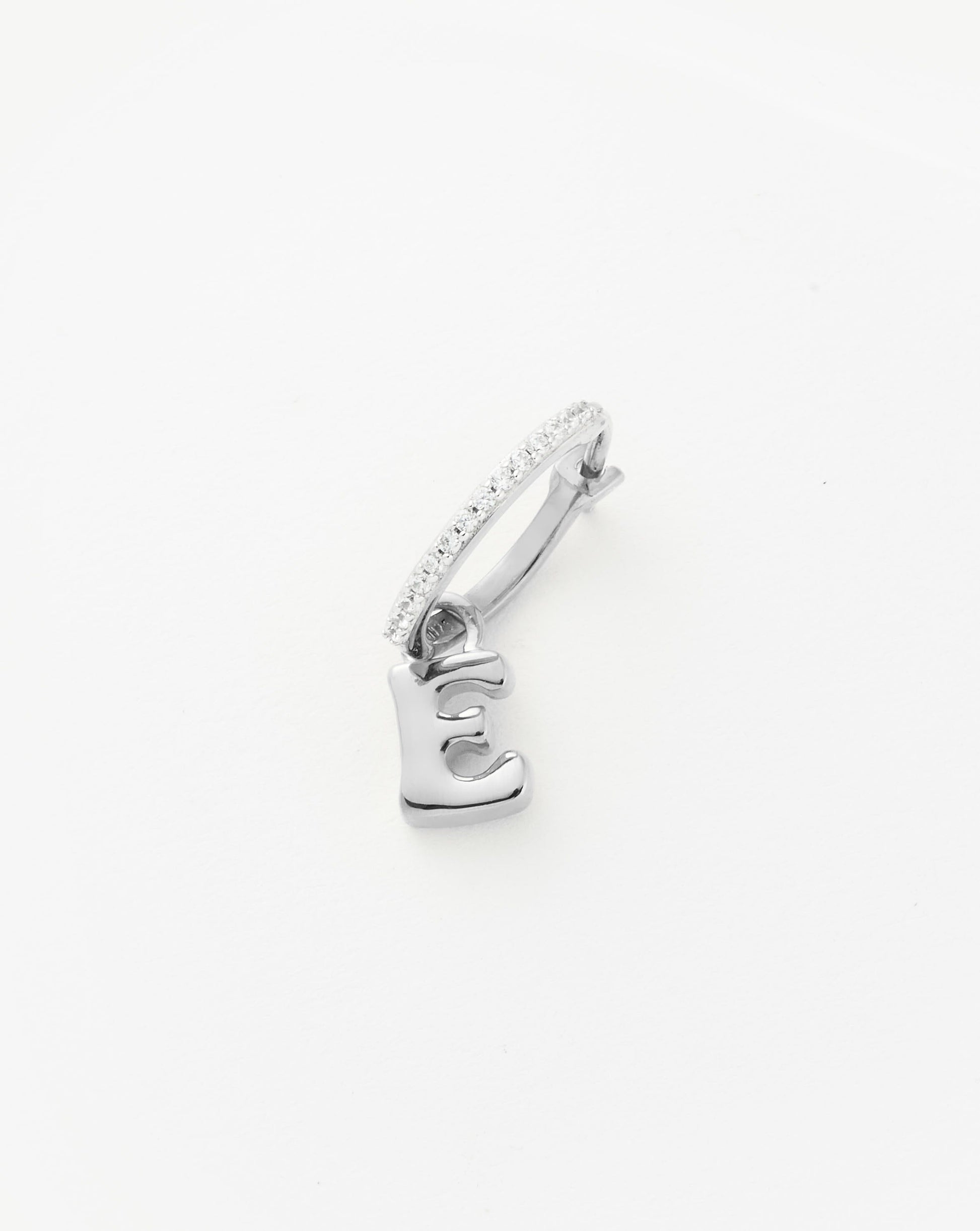 Initial Single Charm Hoop Earring - Initial E | Sterling Silver Earrings Missoma 