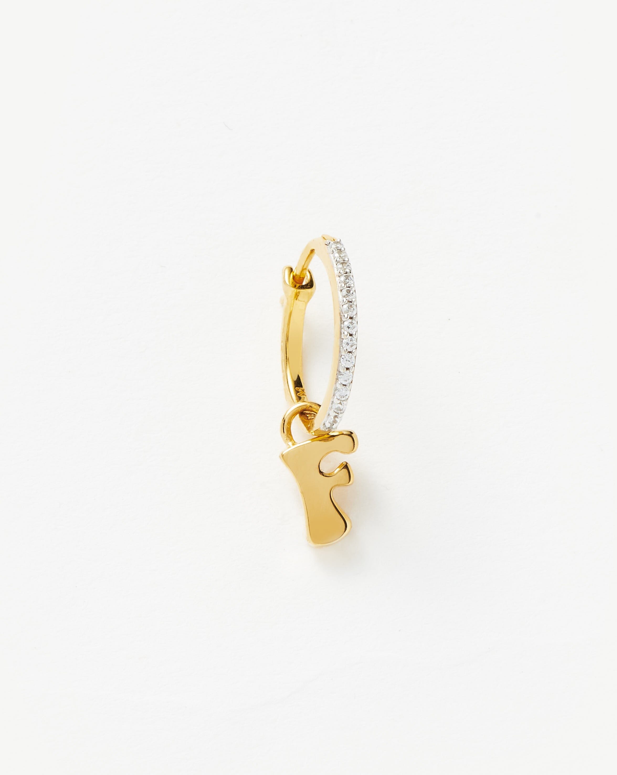 Initial Single Charm Hoop Earring - Initial F | 18ct Gold Plated Vermeil Earrings Missoma 