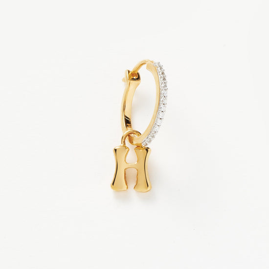 Initial Single Charm Hoop Earring - Initial H | 18ct Gold Plated Vermeil Earrings Missoma 