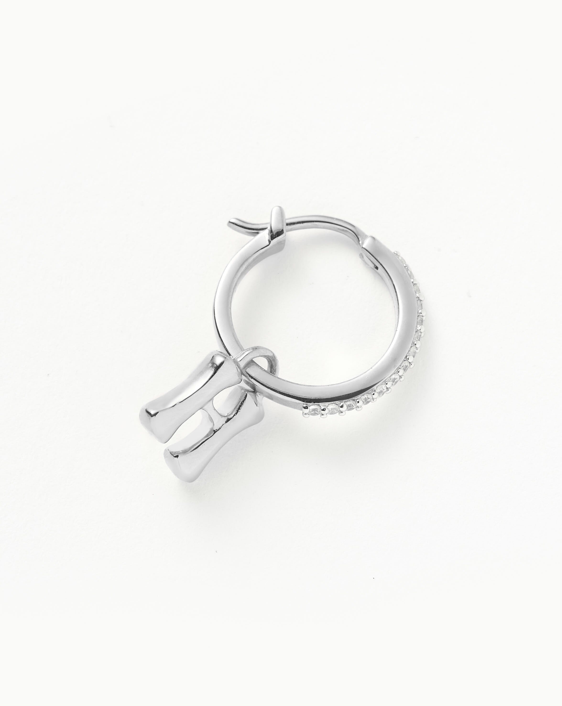Initial Single Charm Hoop Earring - Initial H | Sterling Silver Earrings Missoma 