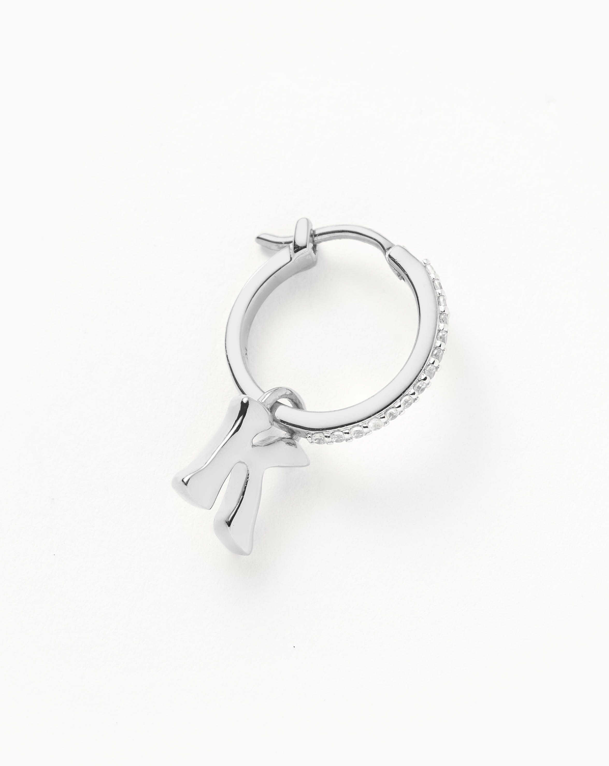 Initial Single Charm Hoop Earring - Initial J | Sterling Silver Earrings Missoma 