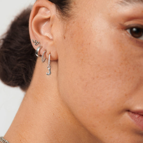 Initial Single Charm Hoop Earring - Initial J | Sterling Silver Earrings Missoma 