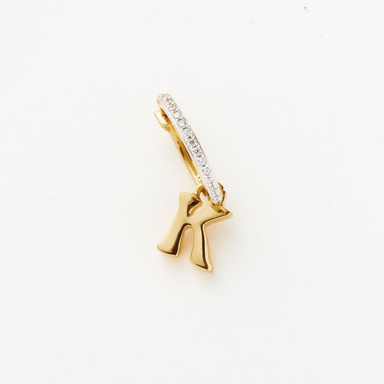 Initial Single Charm Hoop Earring - Initial K | 18ct Gold Plated Vermeil Earrings Missoma 