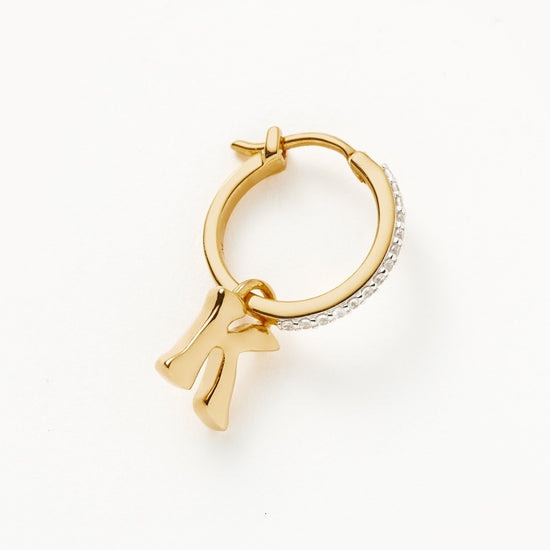 Initial Single Charm Hoop Earring - Initial K | 18ct Gold Plated Vermeil Earrings Missoma 