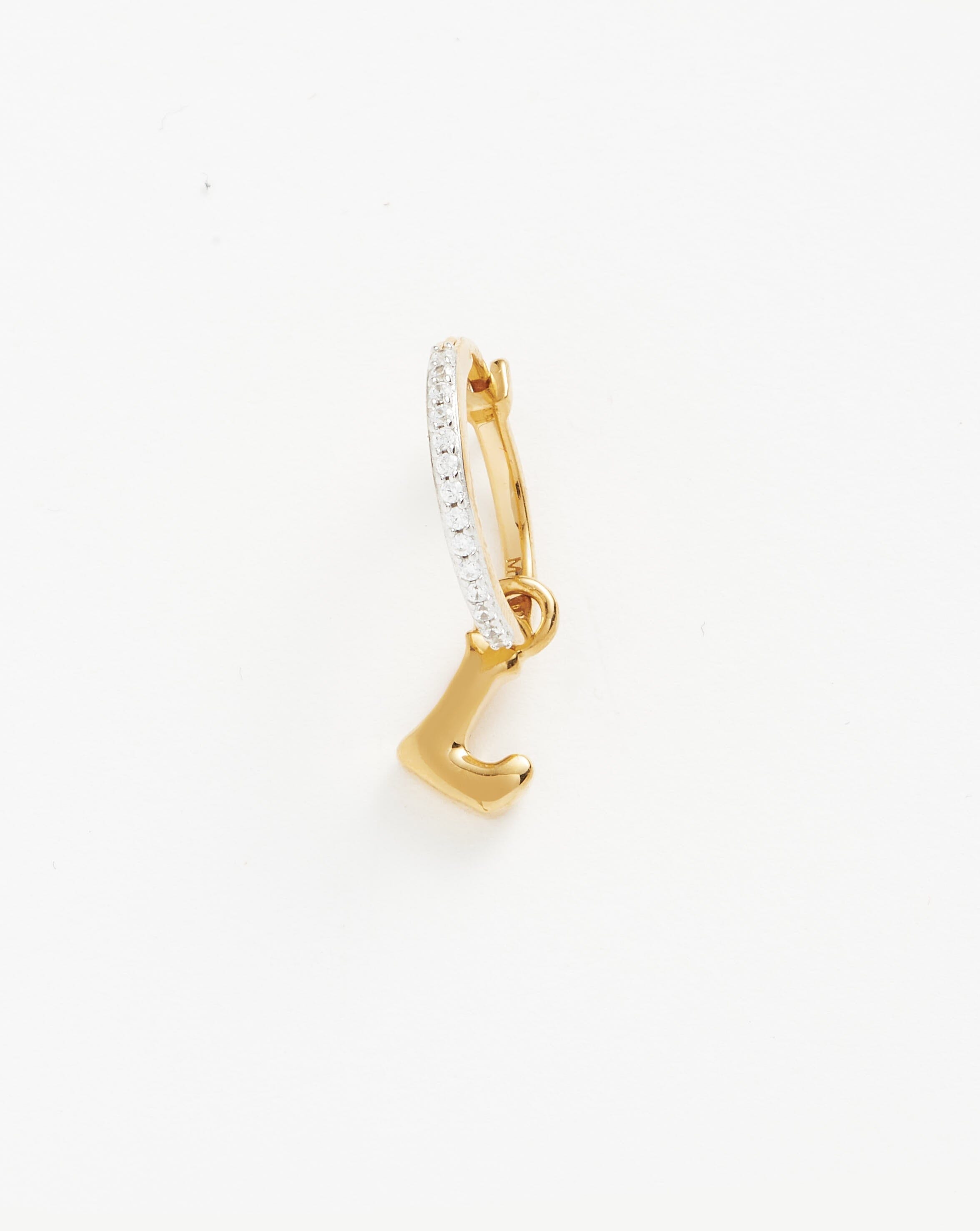 Initial Single Charm Hoop Earring - Initial L | 18ct Gold Plated Vermeil Earrings Missoma 
