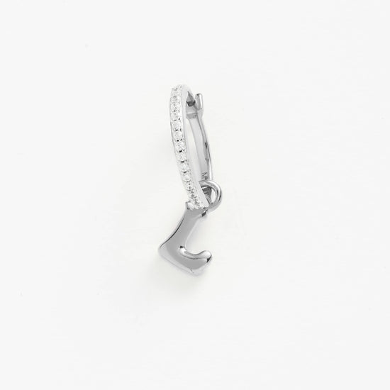 Initial Single Charm Hoop Earring - Initial L | Sterling Silver Earrings Missoma 