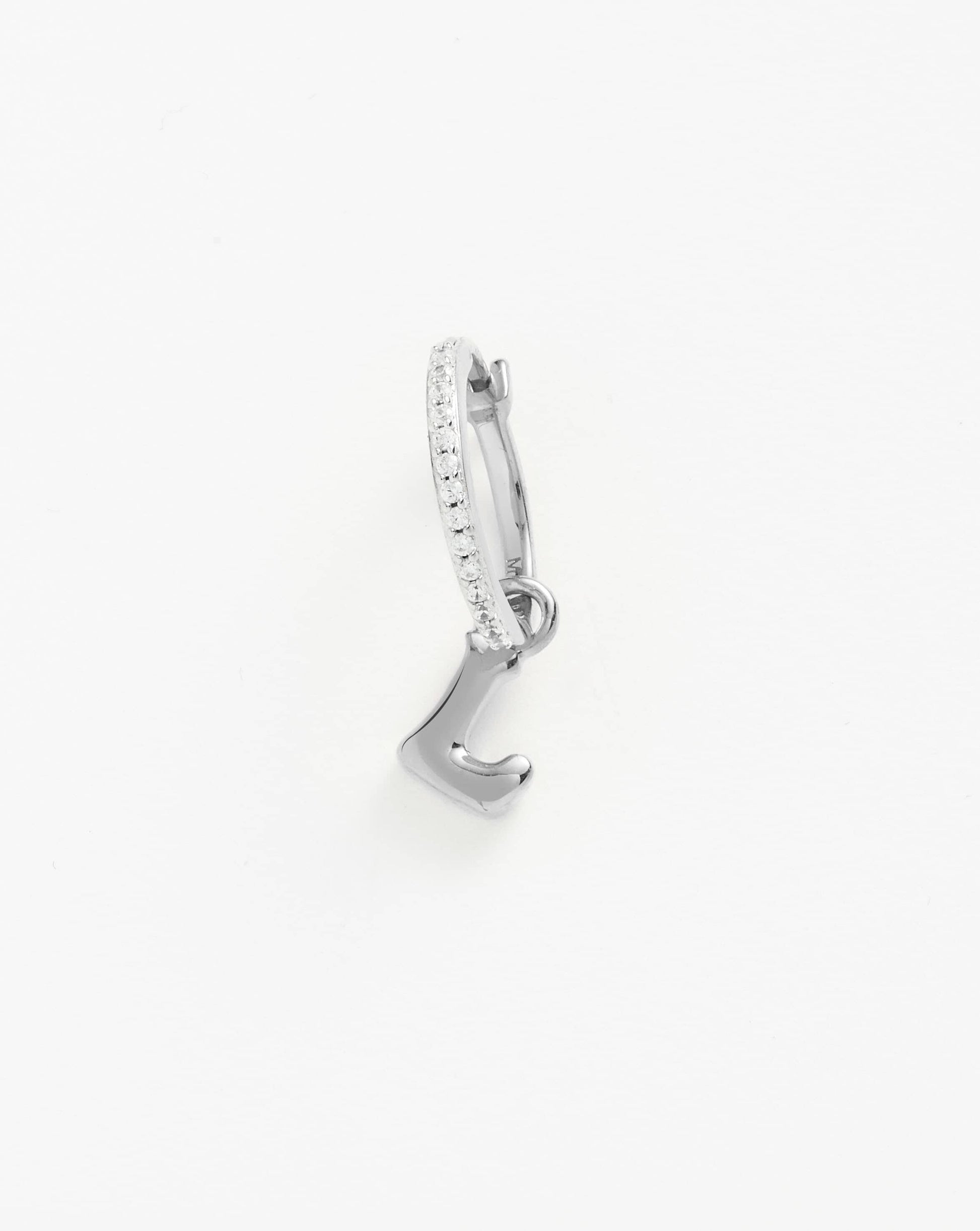 Initial Single Charm Hoop Earring - Initial L | Sterling Silver Earrings Missoma 
