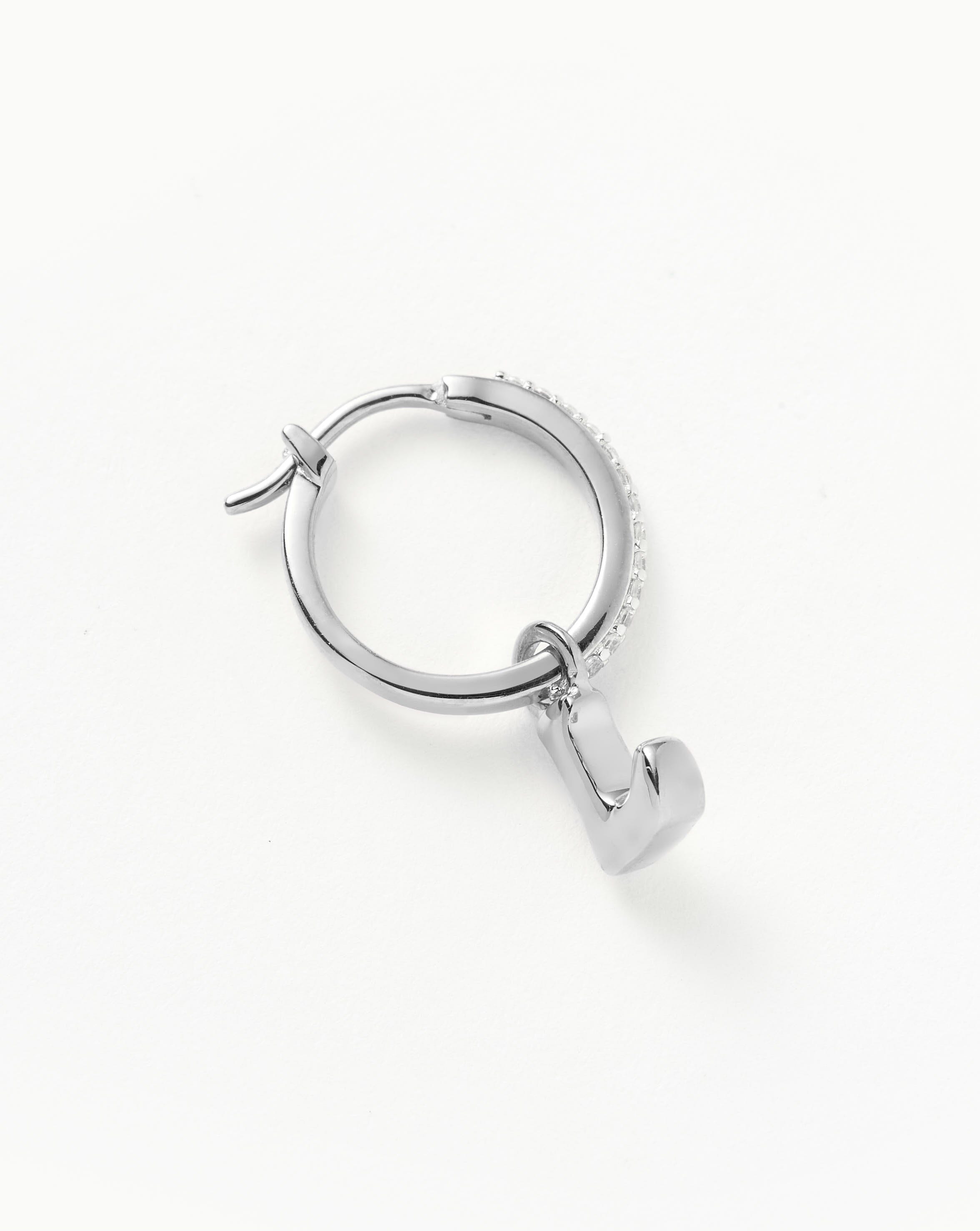 Initial Single Charm Hoop Earring - Initial L | Sterling Silver Earrings Missoma 