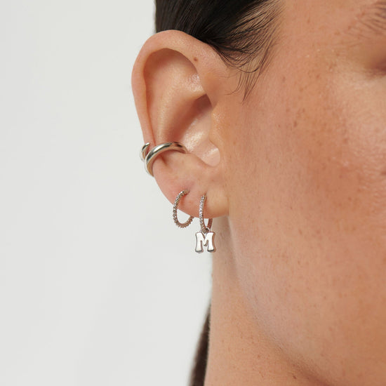Initial Single Charm Hoop Earring - Initial M | Sterling Silver Earrings Missoma 