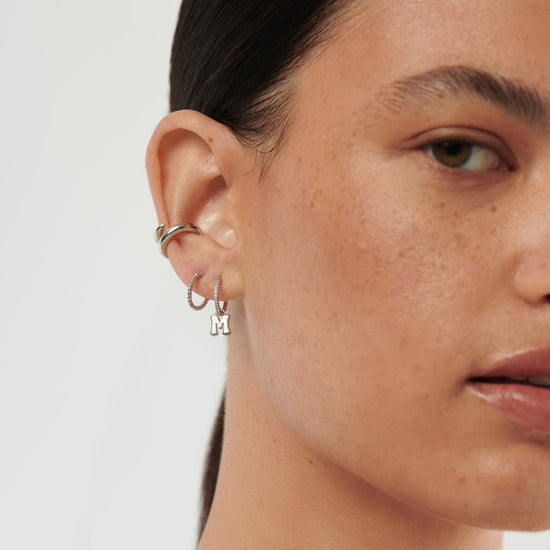Initial Single Charm Hoop Earring - Initial M | Sterling Silver Earrings Missoma 