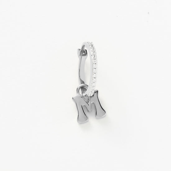 Initial Single Charm Hoop Earring - Initial M | Sterling Silver Earrings Missoma 