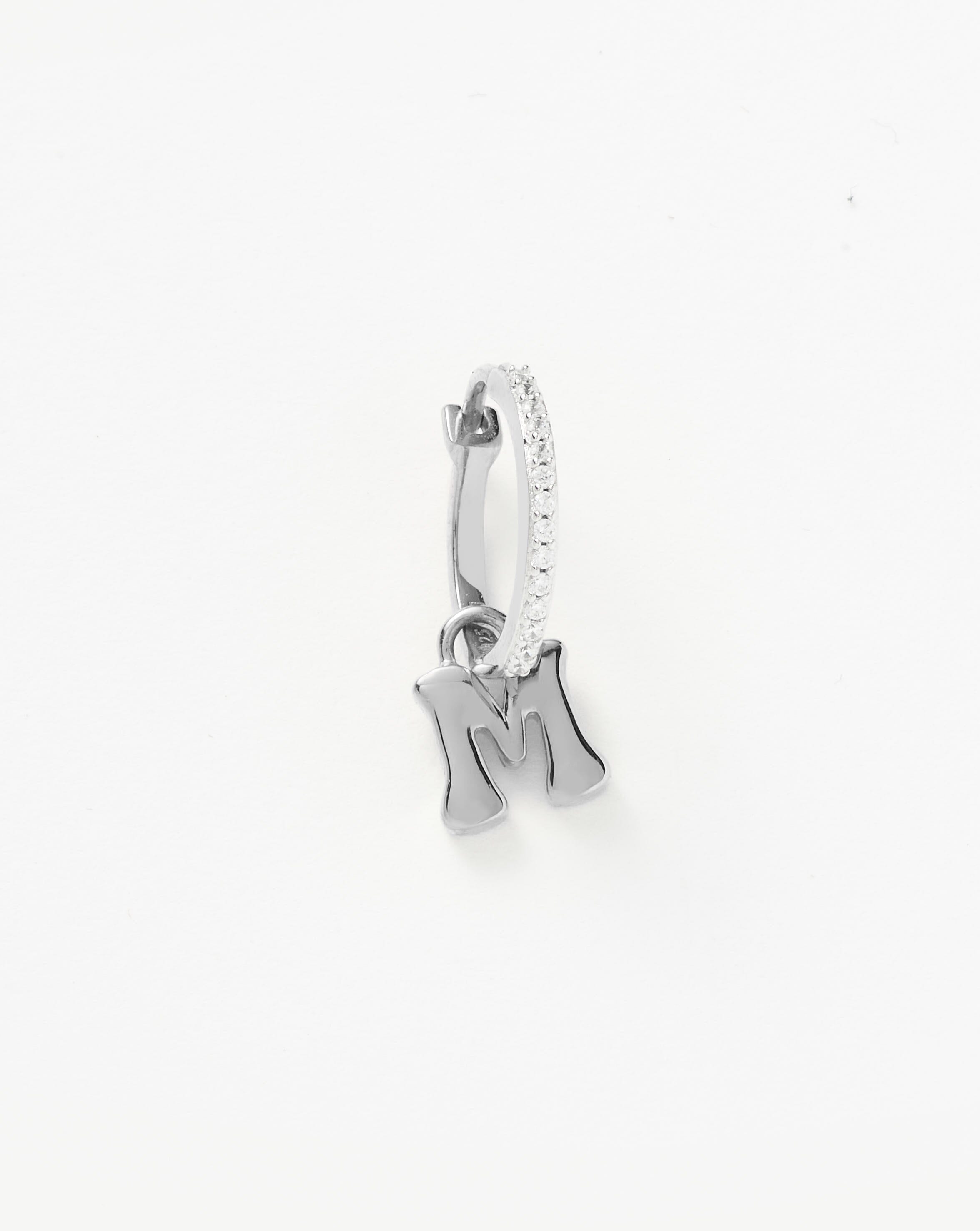 Initial Single Charm Hoop Earring - Initial M | Sterling Silver Earrings Missoma 