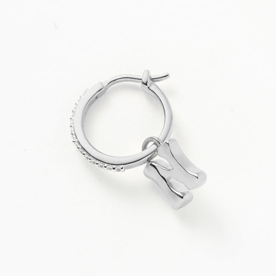 Initial Single Charm Hoop Earring - Initial N | Sterling Silver Earrings Missoma 