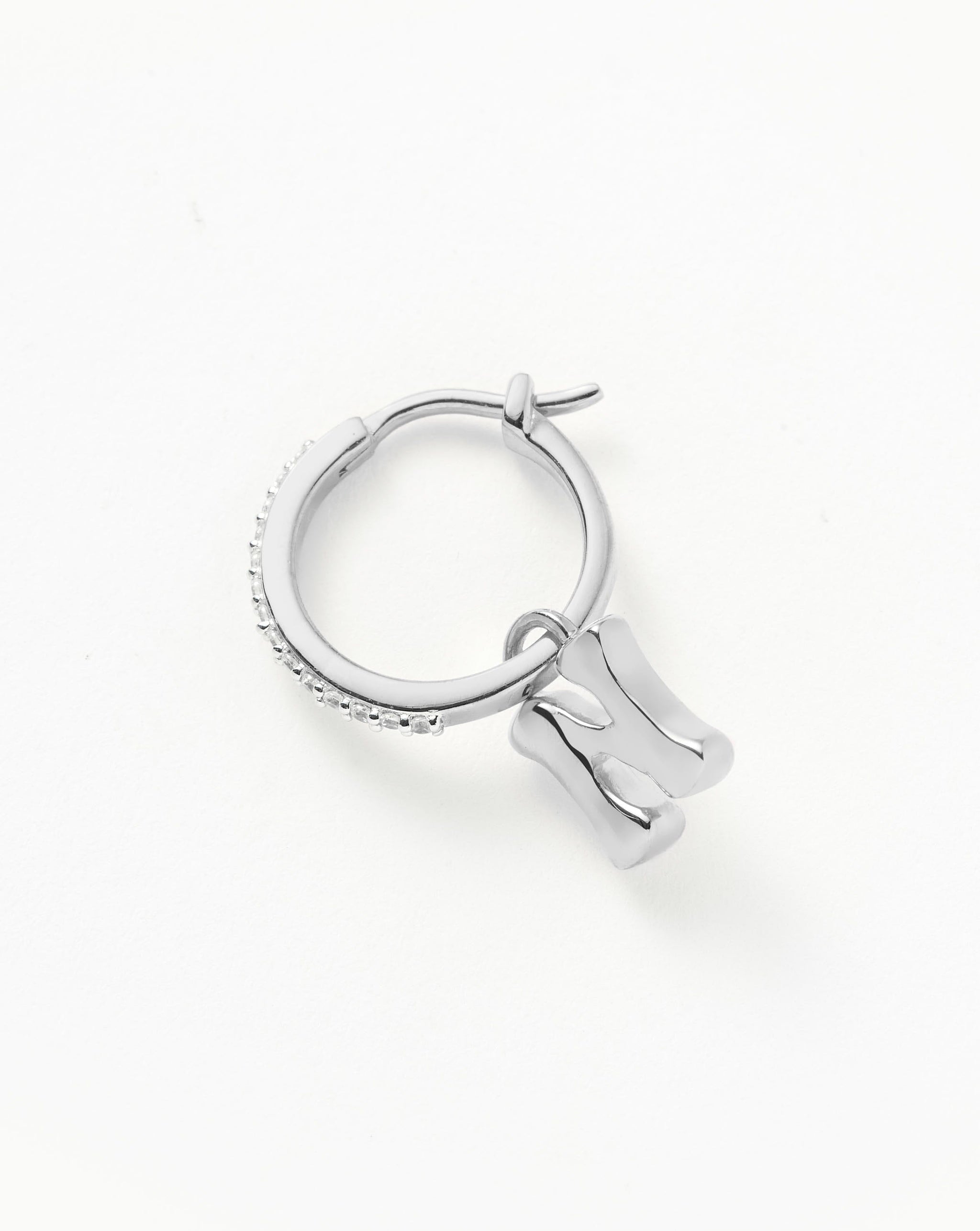 Initial Single Charm Hoop Earring - Initial N | Sterling Silver Earrings Missoma 
