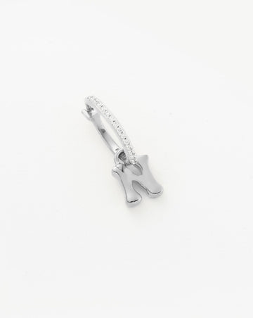 Initial Single Charm Hoop Earring - Initial N | Sterling Silver Earrings Missoma 