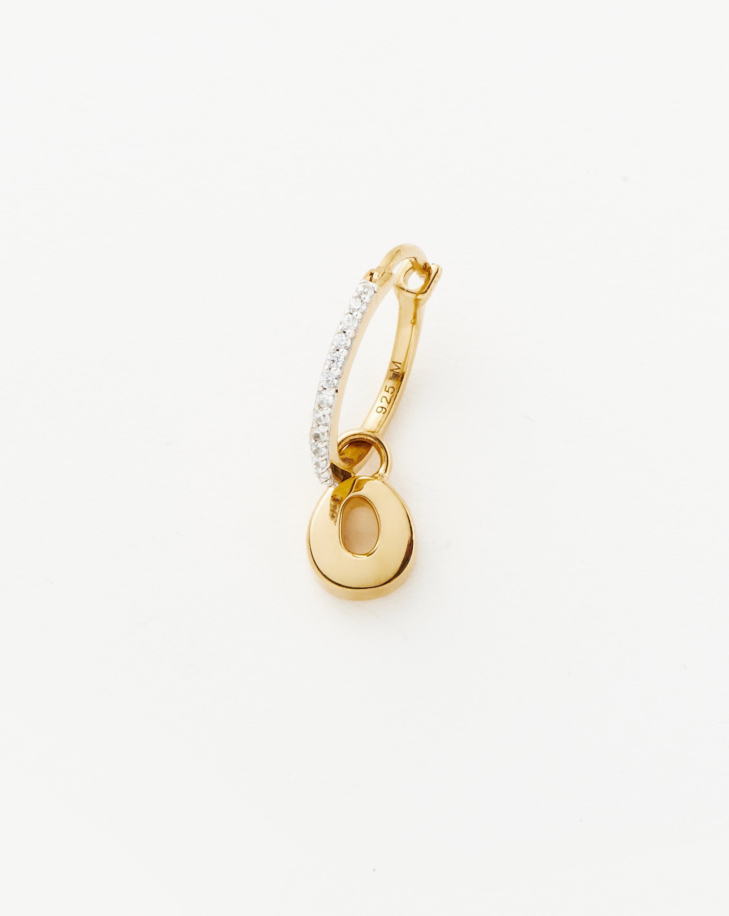 Initial Single Charm Hoop Earring - Initial O | 18ct Gold Plated Vermeil Earrings Missoma 