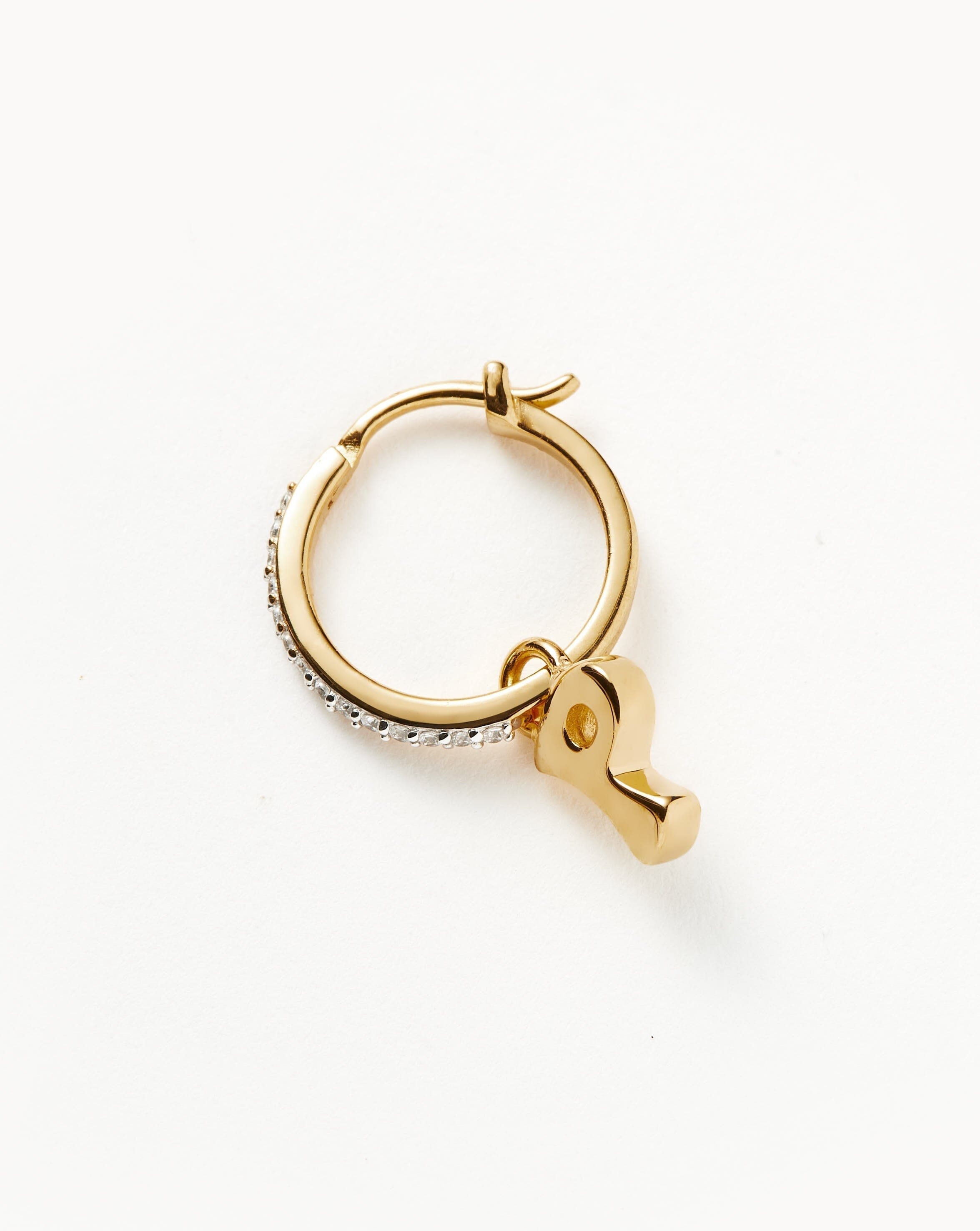 Initial Single Charm Hoop Earring - Initial P | 18ct Gold Plated Vermeil Earrings Missoma 
