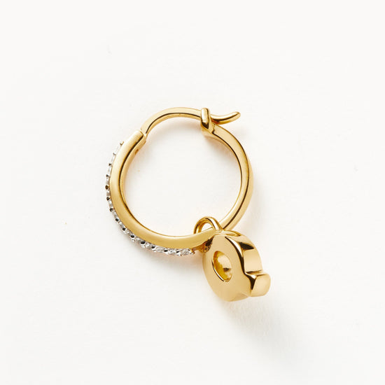 Initial Single Charm Hoop Earring - Initial Q | 18ct Gold Plated Vermeil Earrings Missoma 