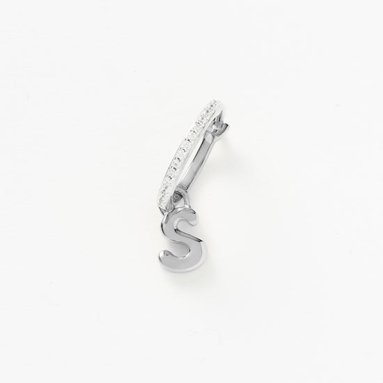 Initial Single Charm Hoop Earring - Initial S | Sterling Silver Earrings Missoma 