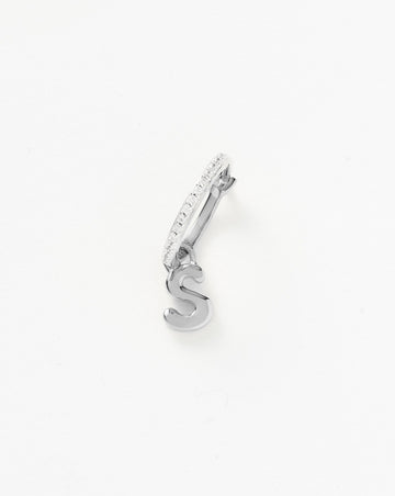 Initial Single Charm Hoop Earring - Initial S | Sterling Silver Earrings Missoma 