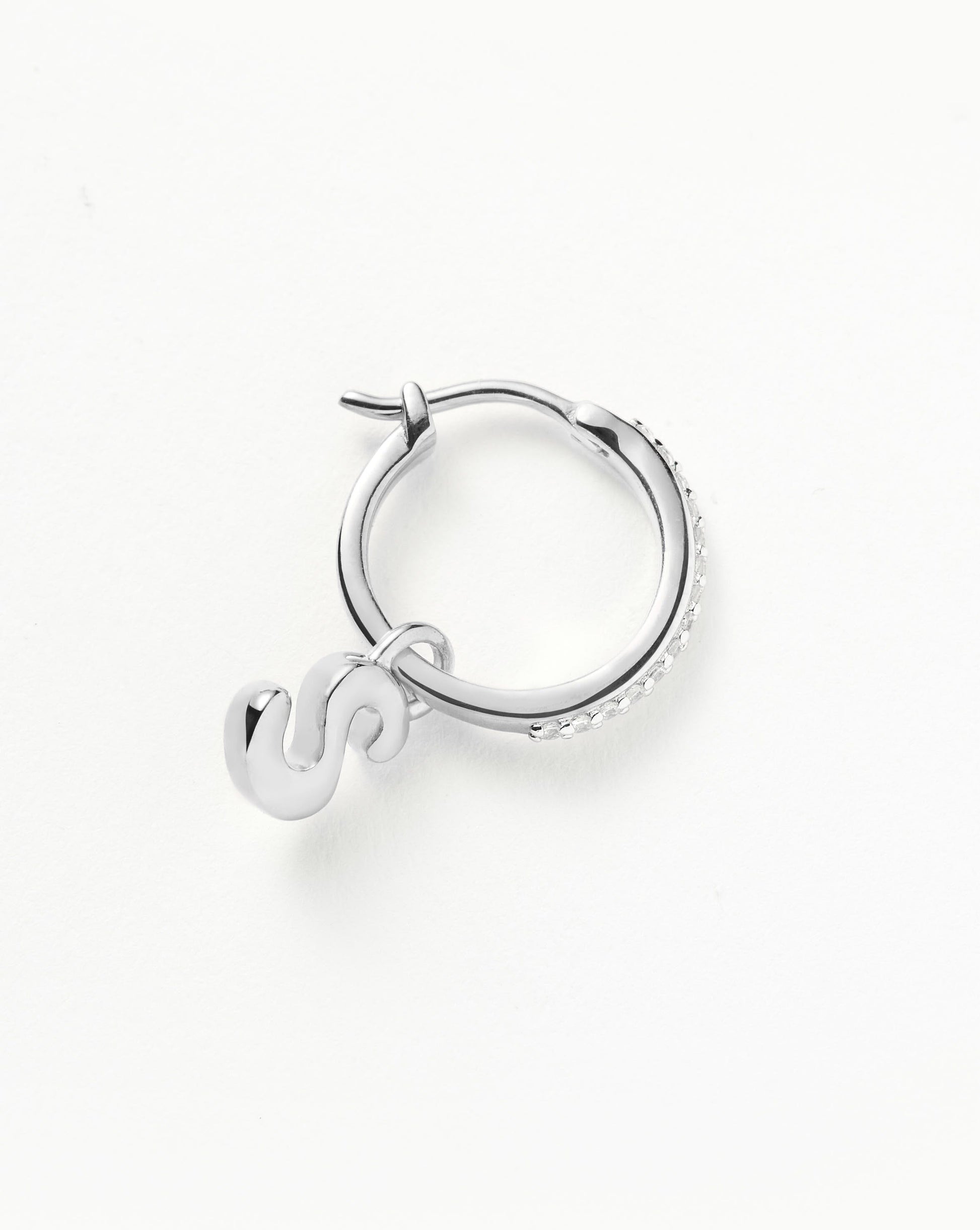 Initial Single Charm Hoop Earring - Initial S | Sterling Silver Earrings Missoma 