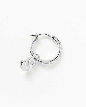 Initial Single Charm Hoop Earring - Initial S | Sterling Silver Earrings Missoma 