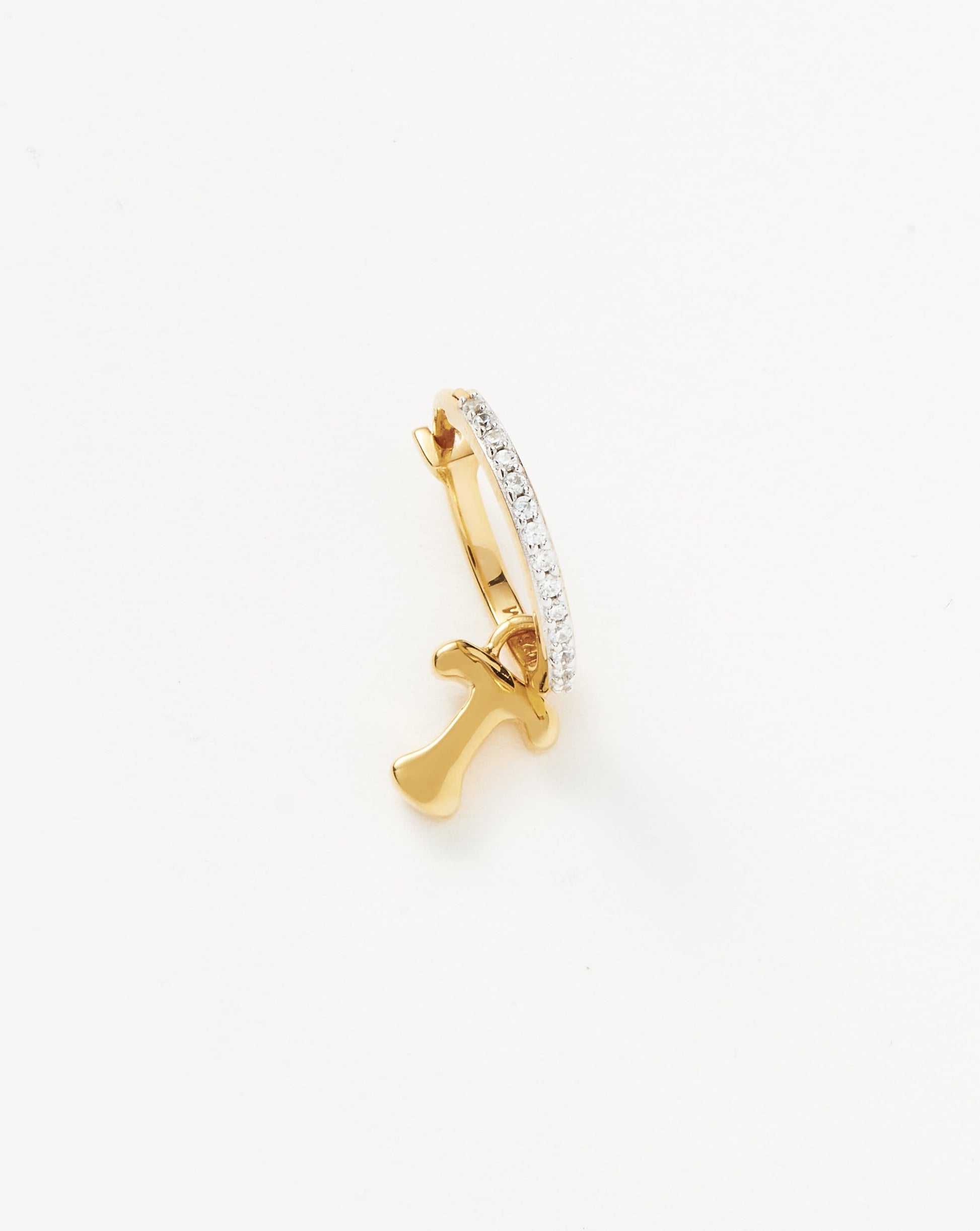 Initial Single Charm Hoop Earring - Initial T | 18ct Gold Plated Vermeil Earrings Missoma 