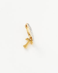 Initial Single Charm Hoop Earring - Initial T | 18ct Gold Plated Vermeil Earrings Missoma 