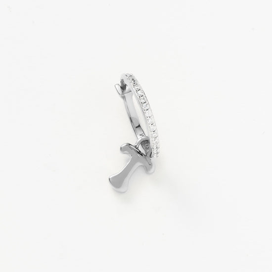 Initial Single Charm Hoop Earring - Initial T | Sterling Silver Earrings Missoma 