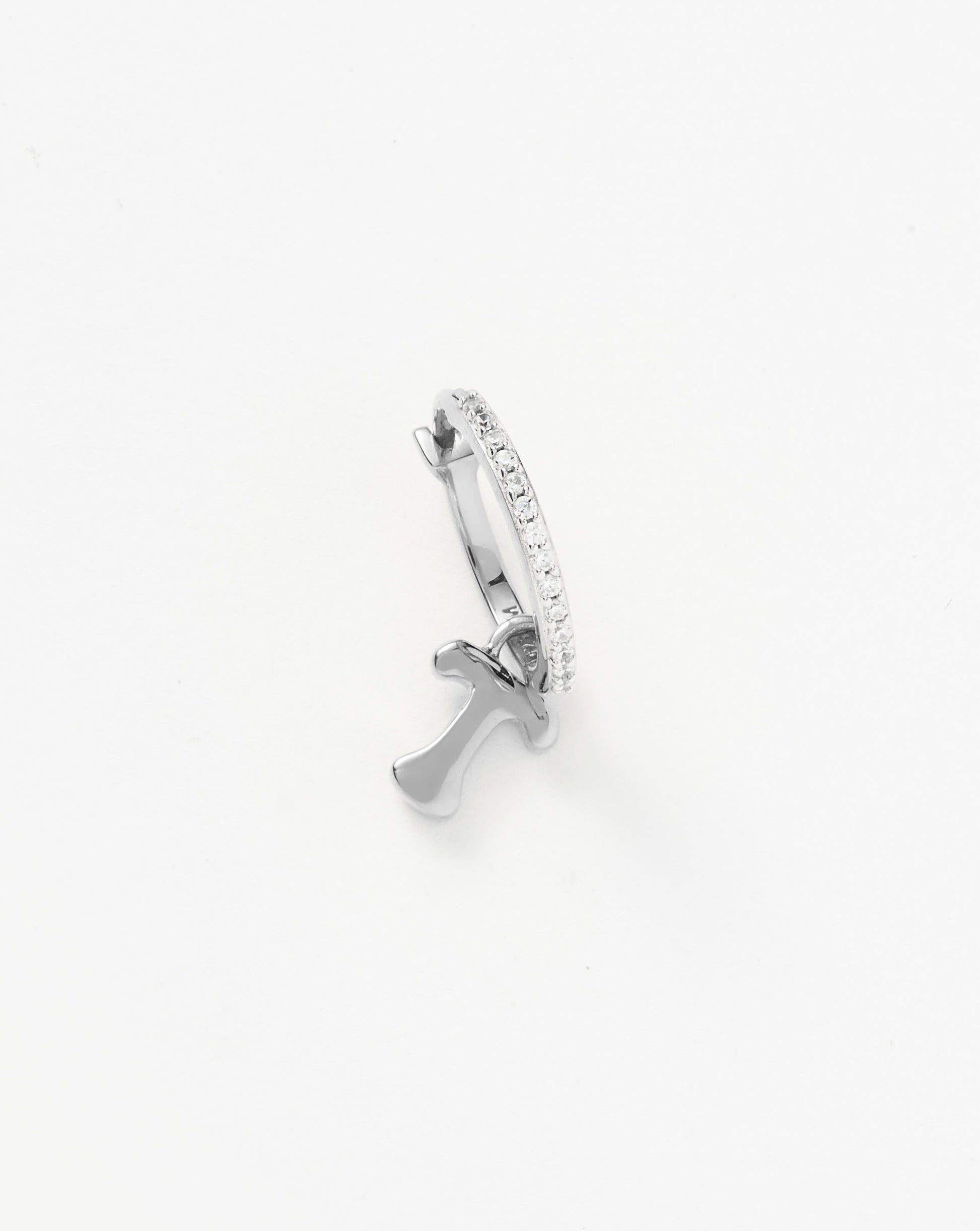 Initial Single Charm Hoop Earring - Initial T | Sterling Silver Earrings Missoma 