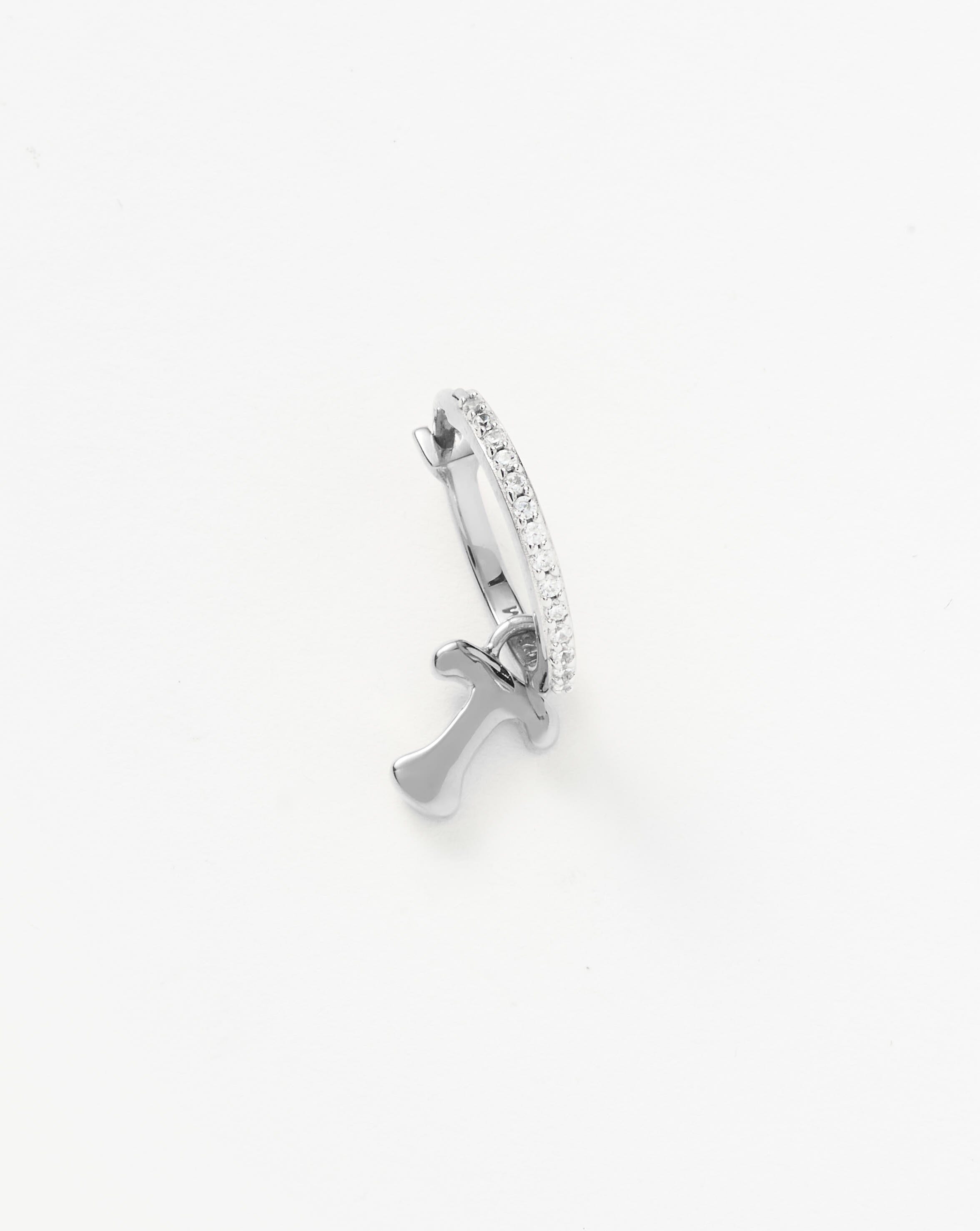 Initial Single Charm Hoop Earring - Initial T | Sterling Silver Earrings Missoma 