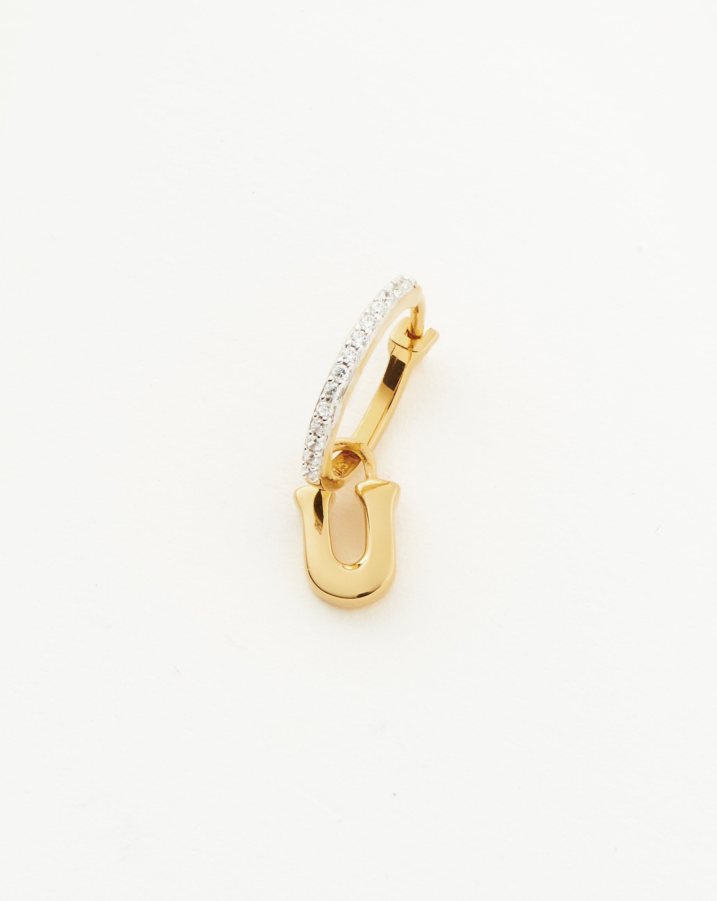 Initial Single Charm Hoop Earring - Initial U | 18ct Gold Plated Vermeil Earrings Missoma 