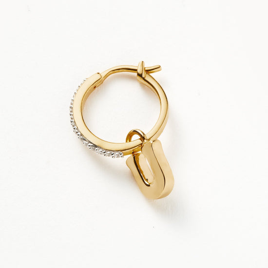 Initial Single Charm Hoop Earring - Initial U | 18ct Gold Plated Vermeil Earrings Missoma 