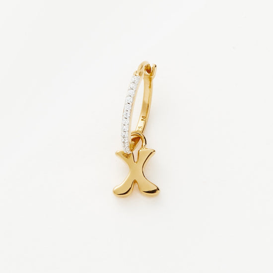 Initial Single Charm Hoop Earring - Initial X | 18ct Gold Plated Vermeil Earrings Missoma 
