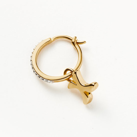 Initial Single Charm Hoop Earring - Initial X | 18ct Gold Plated Vermeil Earrings Missoma 