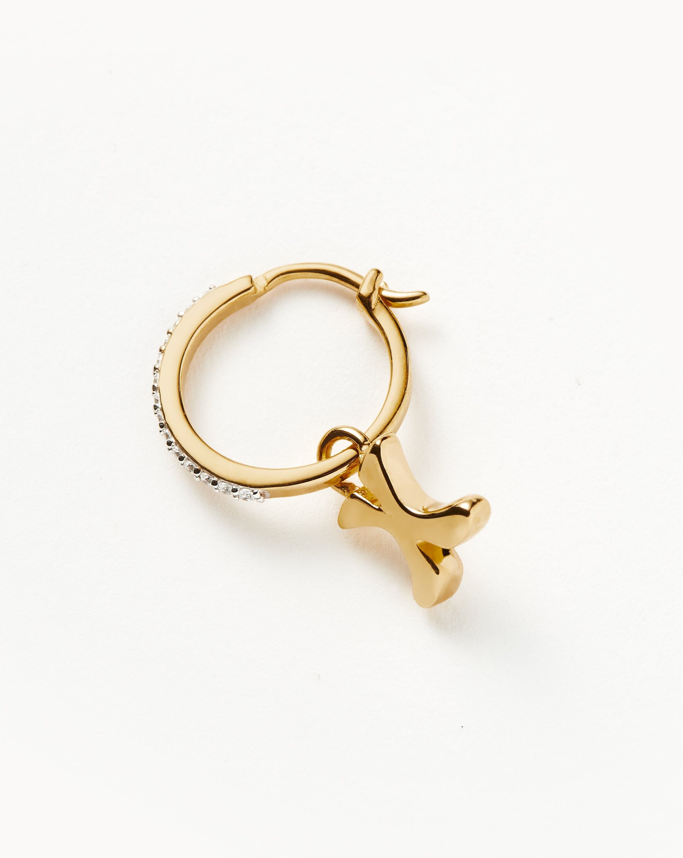 Initial Single Charm Hoop Earring - Initial X | 18ct Gold Plated Vermeil Earrings Missoma 