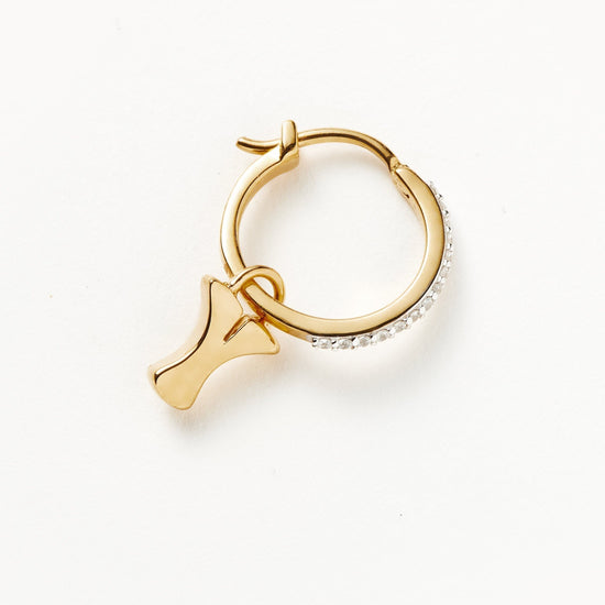 Initial Single Charm Hoop Earring - Initial Y | 18ct Gold Plated Vermeil Earrings Missoma 