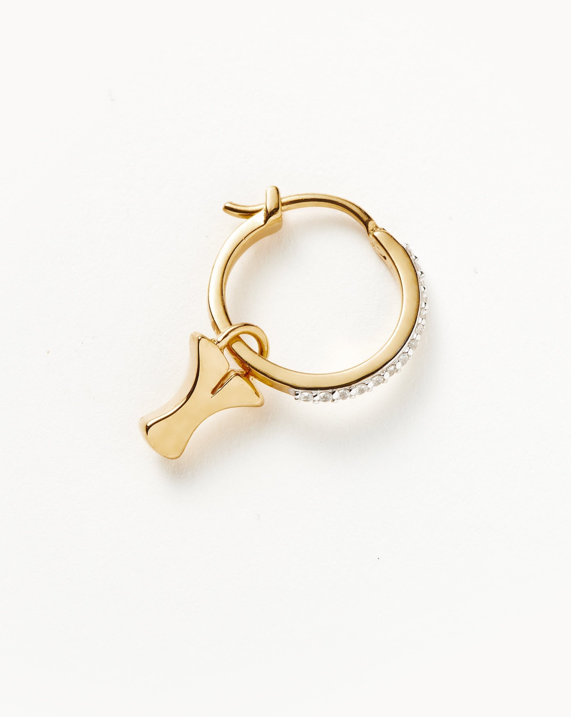 Initial Single Charm Hoop Earring - Initial Y | 18ct Gold Plated Vermeil Earrings Missoma 