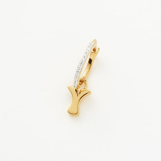 Initial Single Charm Hoop Earring - Initial Y | 18ct Gold Plated Vermeil Earrings Missoma 