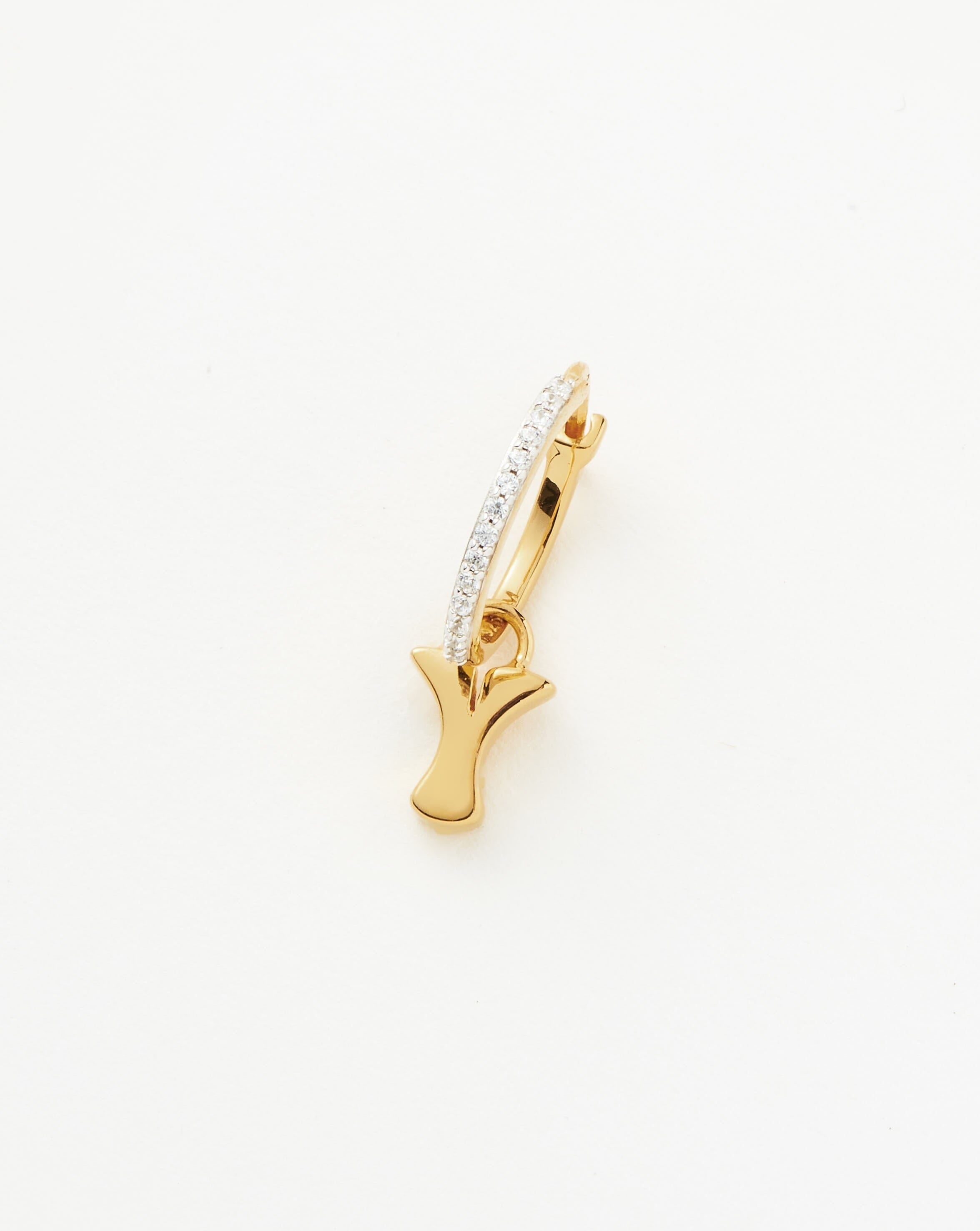 Initial Single Charm Hoop Earring - Initial Y | 18ct Gold Plated Vermeil Earrings Missoma 