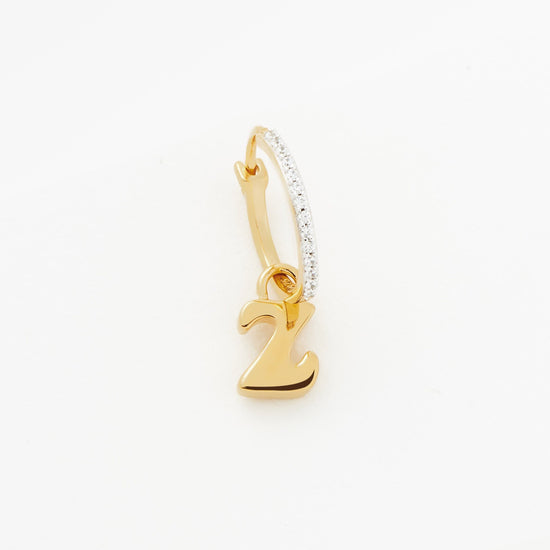 Initial Single Charm Hoop Earring - Initial Z | 18ct Gold Plated Vermeil Earrings Missoma 
