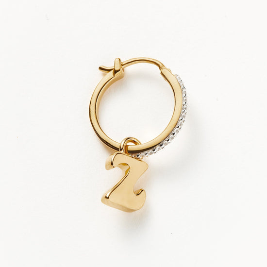 Initial Single Charm Hoop Earring - Initial Z | 18ct Gold Plated Vermeil Earrings Missoma 