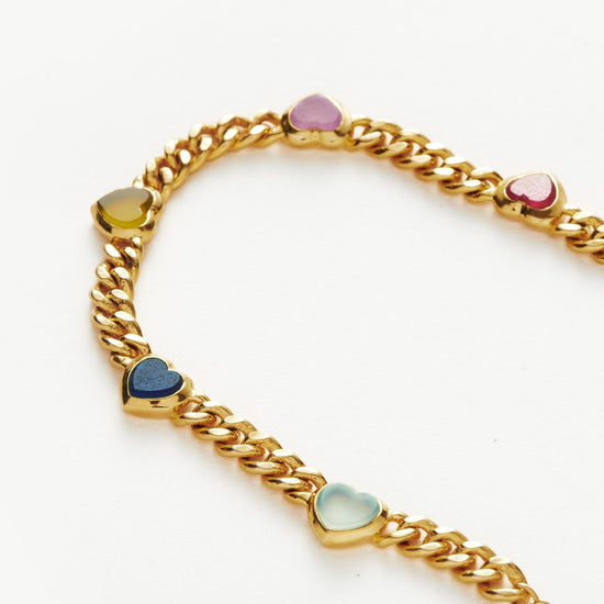 Jelly Heart Gemstone Charm Bracelet | 18ct Gold Plated/Multi Quartz Bracelets Missoma 