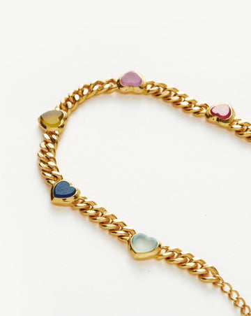 Jelly Heart Gemstone Charm Bracelet | 18ct Gold Plated/Multi Quartz Bracelets Missoma 