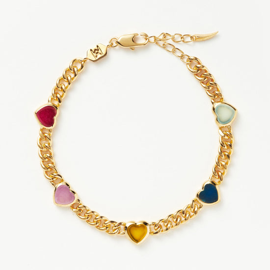 Jelly Heart Gemstone Charm Bracelet | 18ct Gold Plated/Multi Quartz Bracelets Missoma 