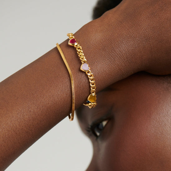 Jelly Heart Gemstone Charm Bracelet | 18ct Gold Plated/Multi Quartz Bracelets Missoma 