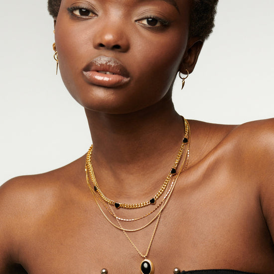 Jelly Heart Gemstone Charm Necklace | 18ct Gold Plated/Black Onyx Necklaces Missoma 