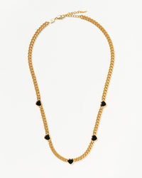 Jelly Heart Gemstone Charm Necklace | 18ct Gold Plated/Black Onyx Necklaces Missoma 