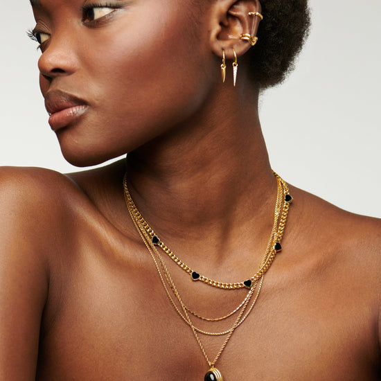 Jelly Heart Gemstone Charm Necklace | 18ct Gold Plated/Black Onyx Necklaces Missoma 