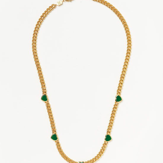 Jelly Heart Gemstone Charm Necklace | 18ct Gold Plated/Green Chalcedony Necklaces Missoma 